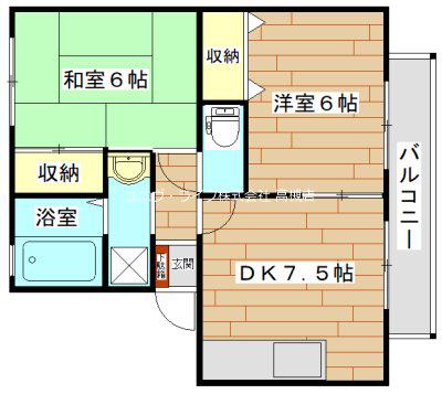 北村ハイツ(2DK/2階)の間取り写真