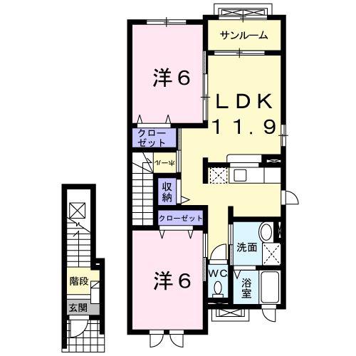 ソレアードのぞみ III(2LDK/2階)の間取り写真