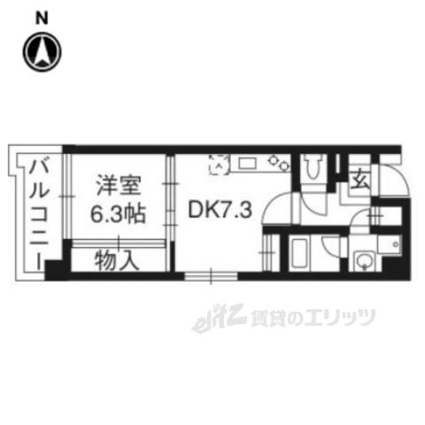 サルタル大和大路(1DK/5階)の間取り写真