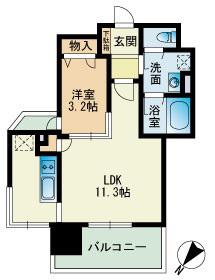 ビエネスタ千代県庁口(1LDK/13階)の間取り写真