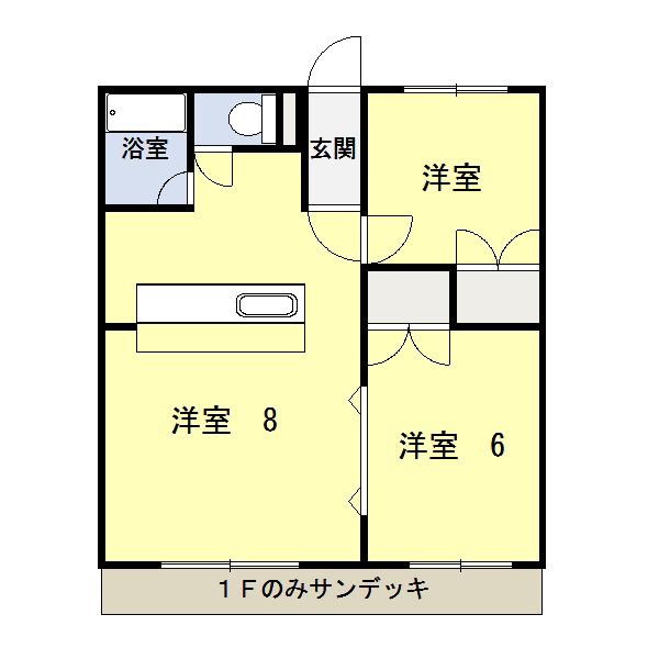 ARMしんとく3(2LDK/1階)の間取り写真