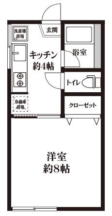 コリーナ妙蓮寺(1K/2階)の間取り写真