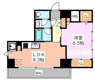 駒込レジデンス壱番館(1LDK/6階)の間取り写真