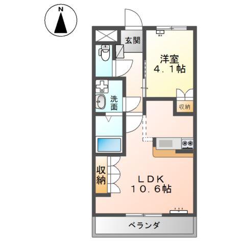 シーサイドいずみ(1LDK/2階)の間取り写真