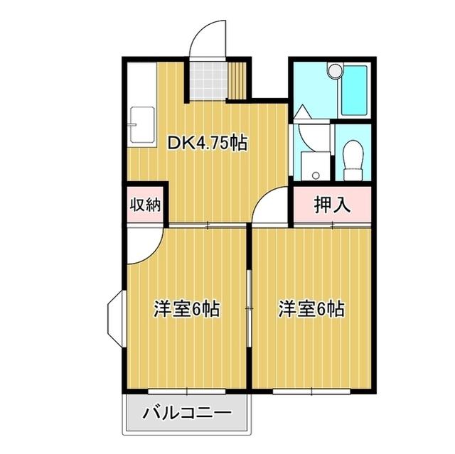 コーポときわ(2DK/2階)の間取り写真