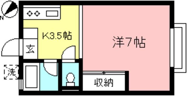 シティハイムカノン(1K/2階)の間取り写真