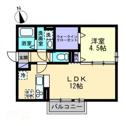 FULL BLOOM(1LDK/1階)の間取り写真