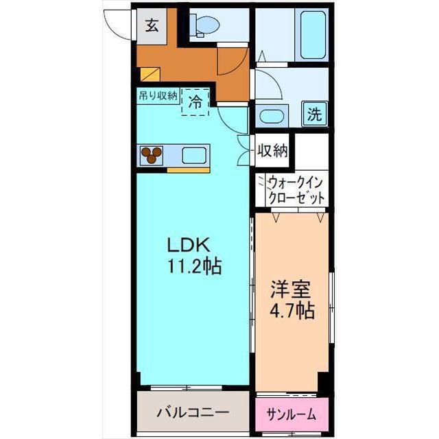 アイヴィータ泉 OVEST(1LDK/3階)の間取り写真