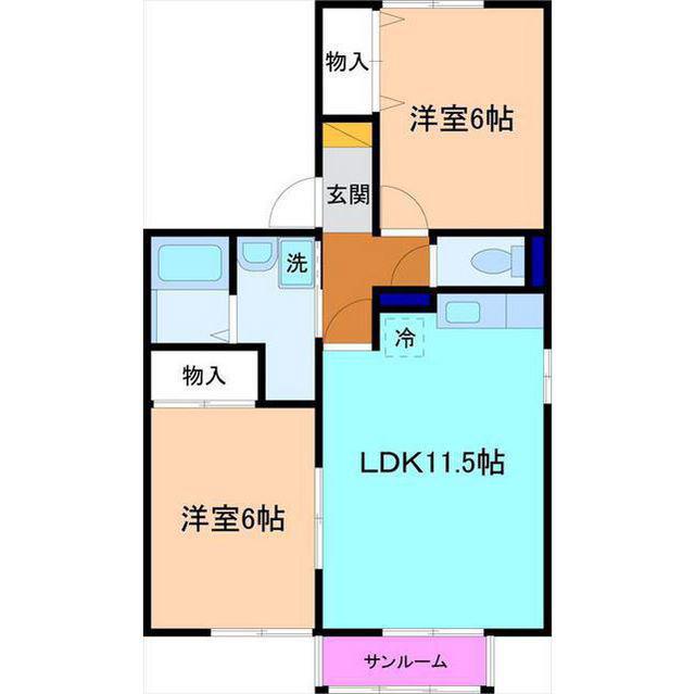 セジュール忠(2LDK/2階)の間取り写真