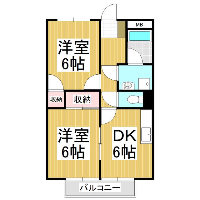 PALACE BLUE SKY B(2DK/2階)の間取り写真