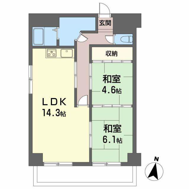 エレナ和歌浦(2LDK/2階)の間取り写真
