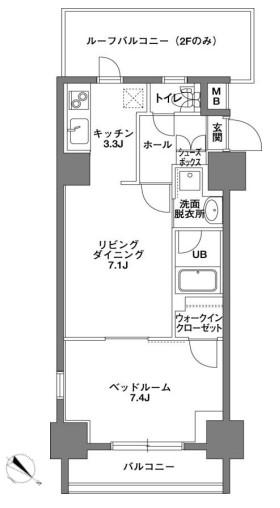 KDX岩本町レジデンス(1LDK/2階)の間取り写真