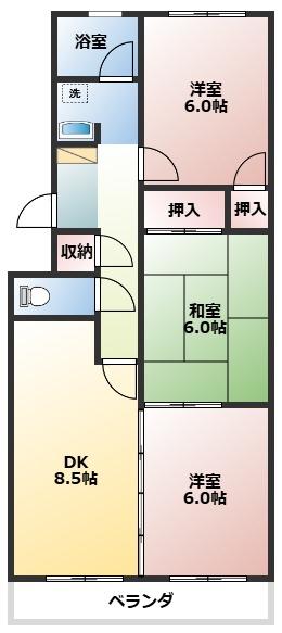 シティーパレス松本(3DK/3階)の間取り写真