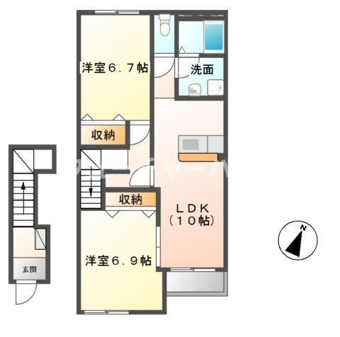 アヴァンティ(2LDK/2階)の間取り写真