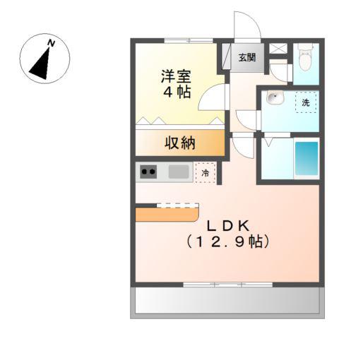 グレース渚(1LDK/1階)の間取り写真