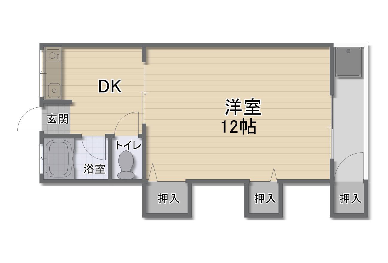 山本コーポ(1DK/3階)の間取り写真