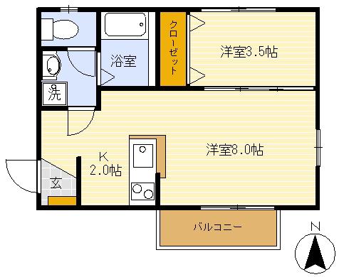 メゾンドクレール(1LDK/2階)の間取り写真