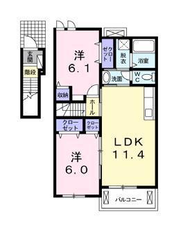 ソルスビールI(2LDK/2階)の間取り写真