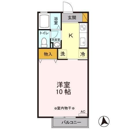 リビングタウン広丘 A/B(1K/2階)の間取り写真