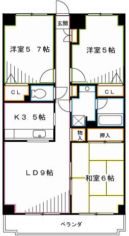 チェリーコート武蔵小金井(3LDK/4階)の間取り写真