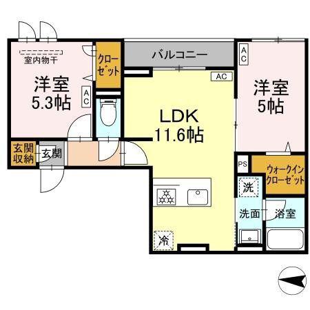 セレスティア柴又II(2LDK/2階)の間取り写真