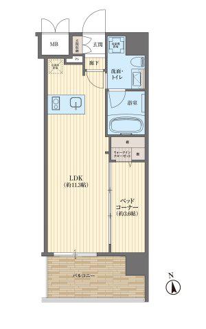 ピアッツァレント八木駅前(1LDK/5階)の間取り写真