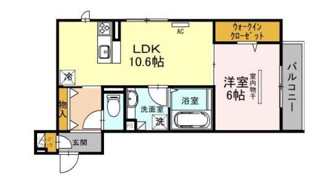 近鉄南大阪線 恵我ノ荘駅 徒歩6分 3階建 築6年(1LDK/1階)の間取り写真