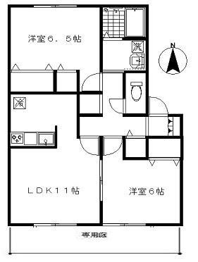 リヴェール中曽根C棟(2LDK/1階)の間取り写真