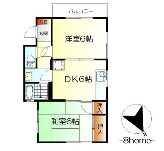 シャトレK&M(2DK/2階)の間取り写真