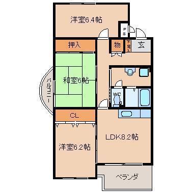 サンハイツ石田(3DK/2階)の間取り写真