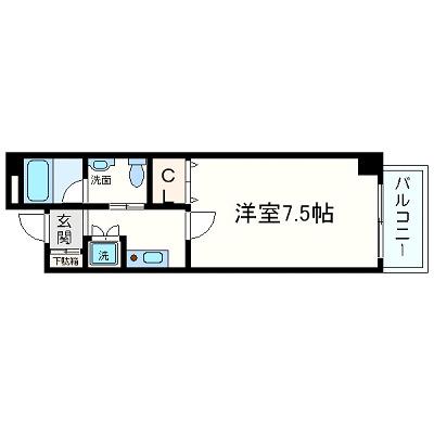 フィオレ立売堀(1K/7階)の間取り写真