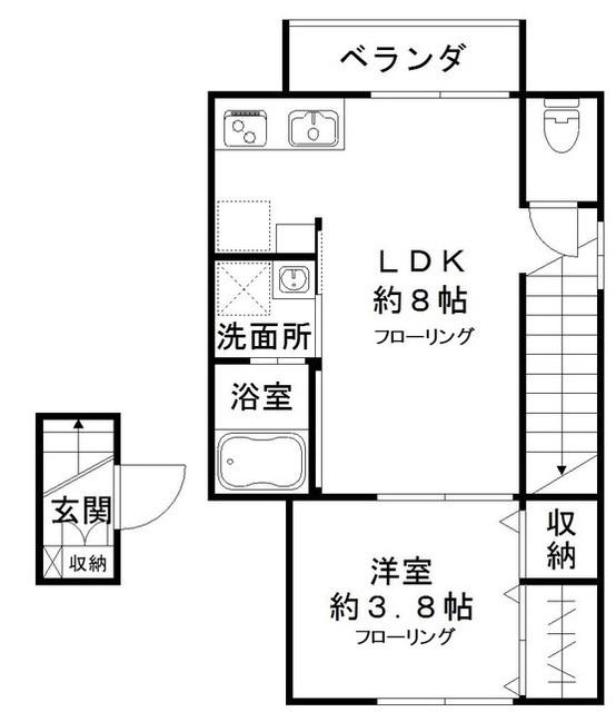 HAU′OLI山王(1LDK/2階)の間取り写真