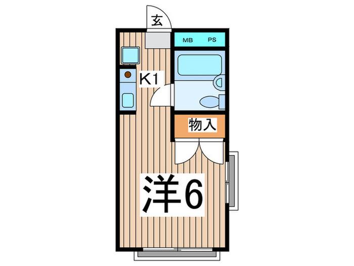 ヒルズ桜木町(1K/2階)の間取り写真