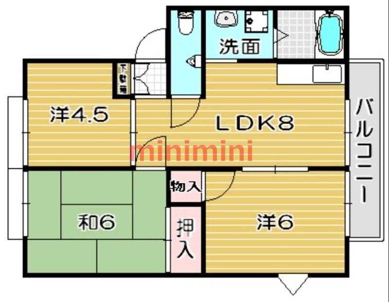 パセオ涼風(3LDK/1階)の間取り写真