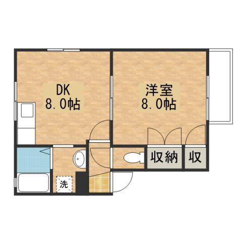 セジュール中本(1DK/1階)の間取り写真