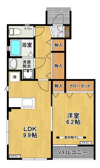 FUJI希望ヶ丘(1LDK/1階)の間取り写真
