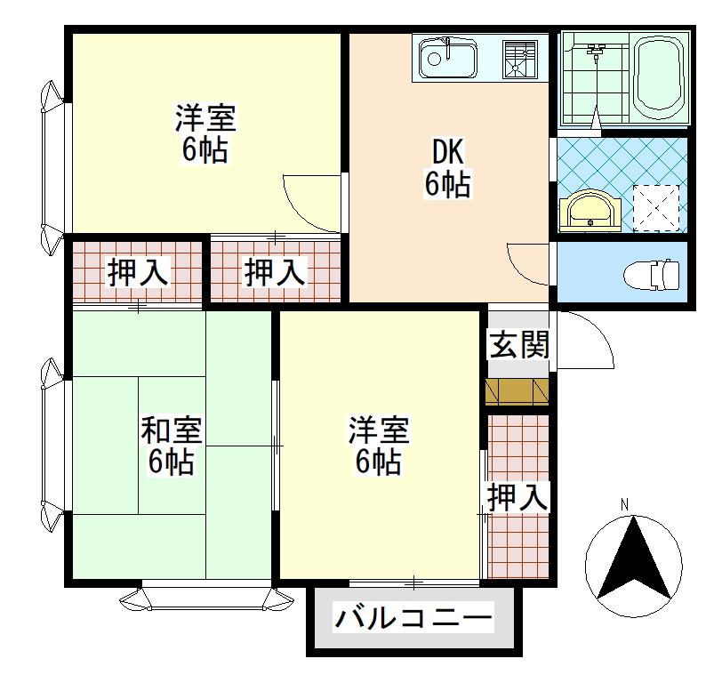 レジデンス上田の湯(3DK/2階)の間取り写真