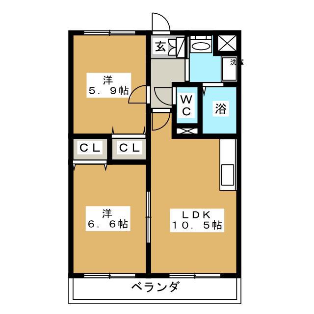 ラフィーネ栄(2LDK/3階)の間取り写真