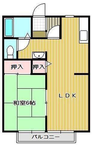 フジハイツ(1LDK/2階)の間取り写真