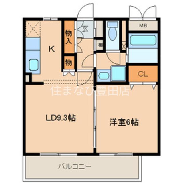 L ABRI(1LDK/2階)の間取り写真