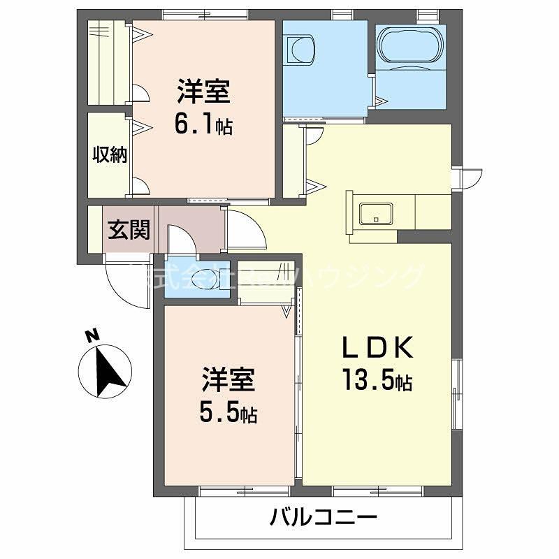 グラヴィエ南昭和 D棟(2LDK/2階)の間取り写真