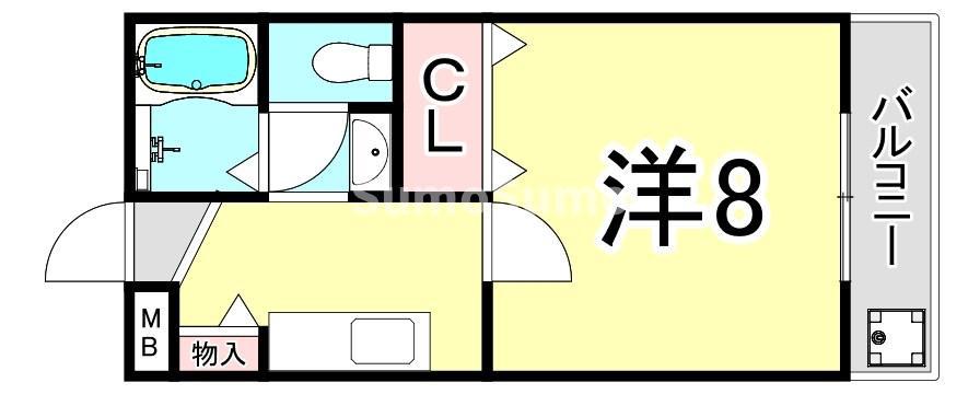 青木町ユーミンフラット(1K/2階)の間取り写真