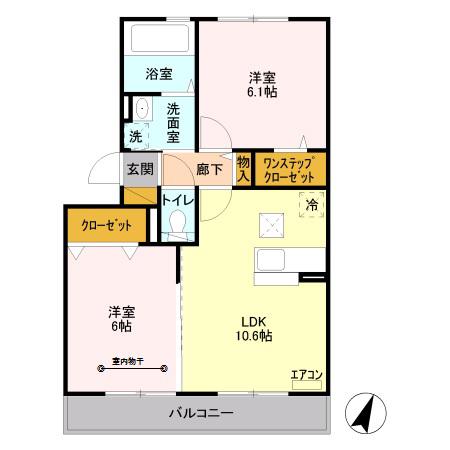カーサ・ドマーニA(2LDK/2階)の間取り写真