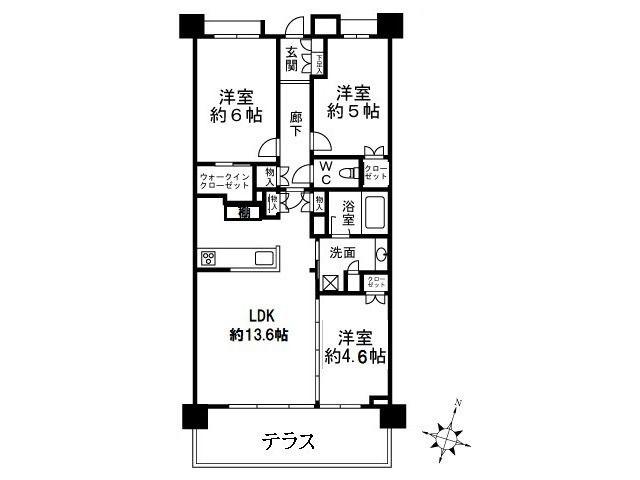 クリオ横浜杉田(3LDK/4階)の間取り写真