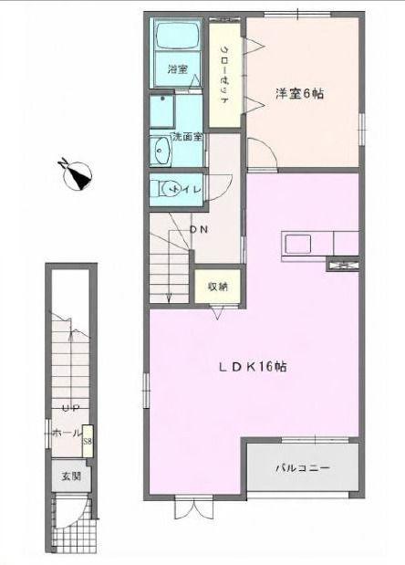 オヴァーグ(1LDK/2階)の間取り写真
