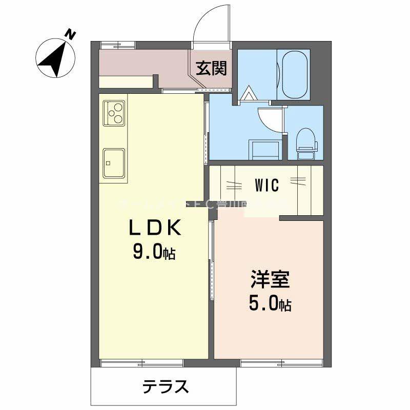 フレグランススズキA棟(1LDK/1階)の間取り写真