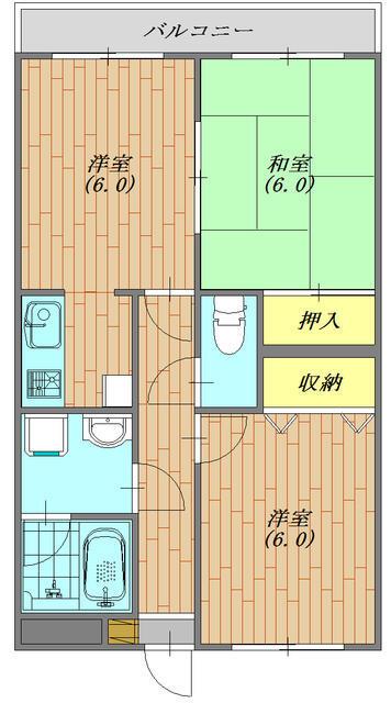 イレブンアール(2DK/2階)の間取り写真