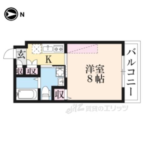 GLADVIS清水五条(1K/2階)の間取り写真