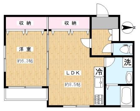 ティーエス代沢(1LDK/2階)の間取り写真