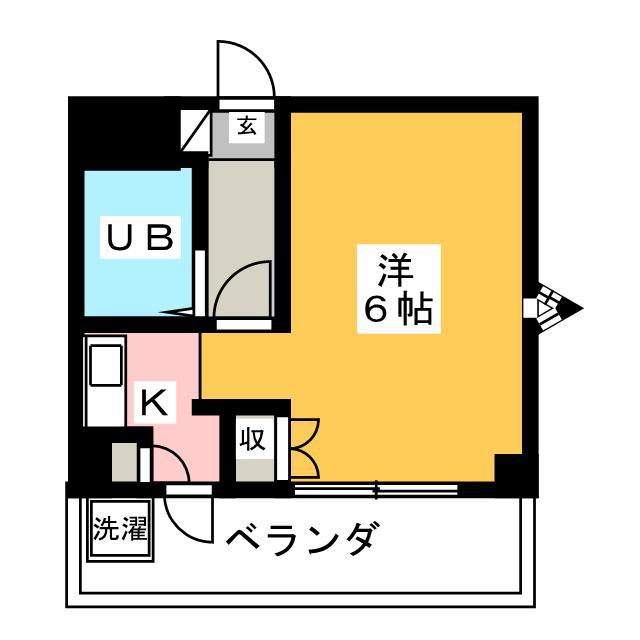 エルザス湘南II(1K/2階)の間取り写真
